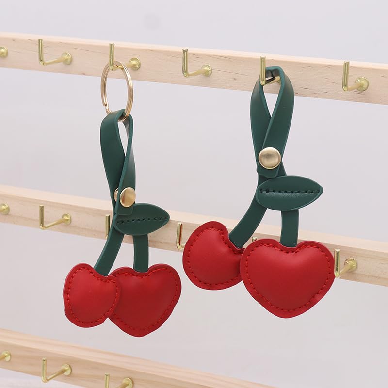 Cute Cherry Strawberry bag charms keychain purse accessories charm for women handbags Kawaii Flower Car Key Chain